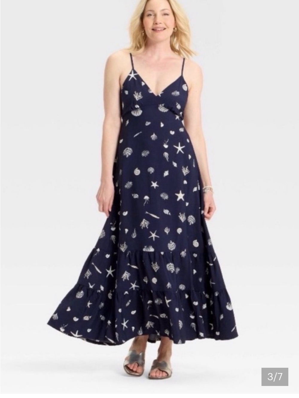 a new day Navy Maxi Dress with White Shell Motif